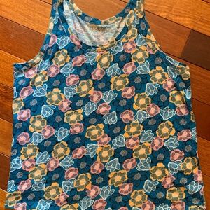 Loft Outlet women’s sleeveless cotton tank in blue, orange and peach.  Large.